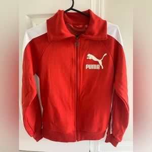 PUMA Track Zip Up Jacket in Red with Zipper Pockets (Women’s Size Small)